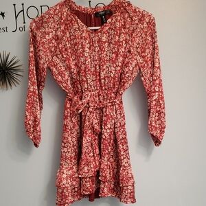 Aqua Kids Casual Dress - Red Floral